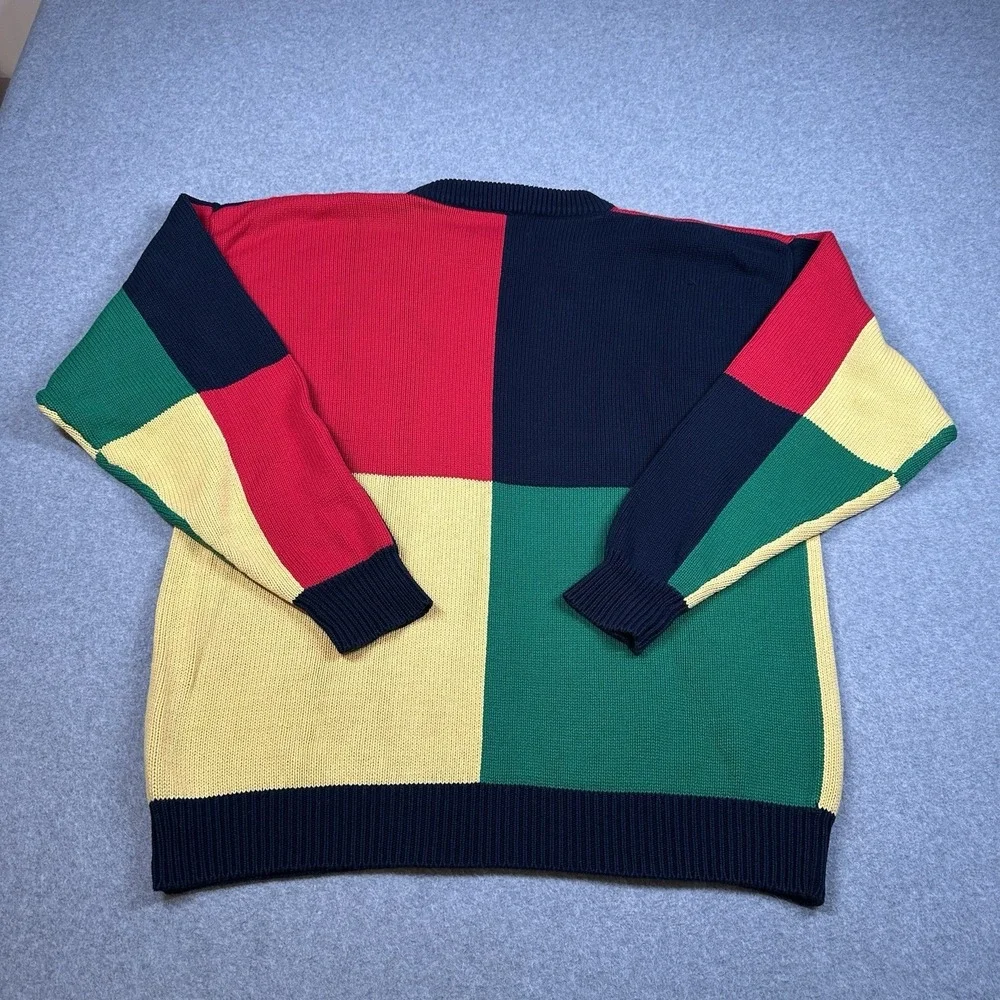 Vintage Bermuda Yachting‎ Colorblock Cotton Sweater XL Nautical Preppy